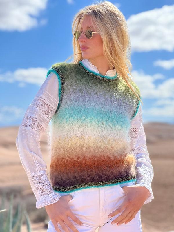 rose carmine TOP TIE&DYE 12 COULEURS CHOCO / KAKI