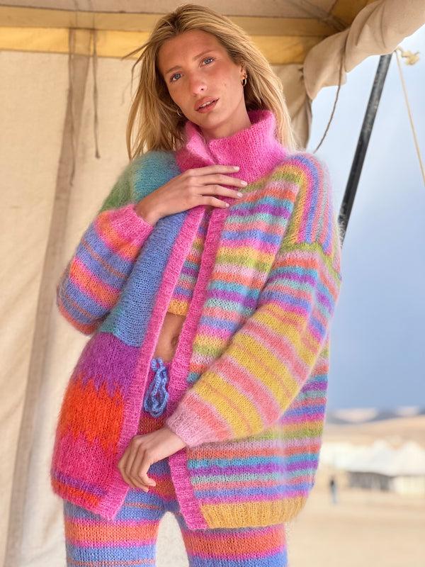 rose carmine VESTE LONGUE PATCHWORK PASTELS