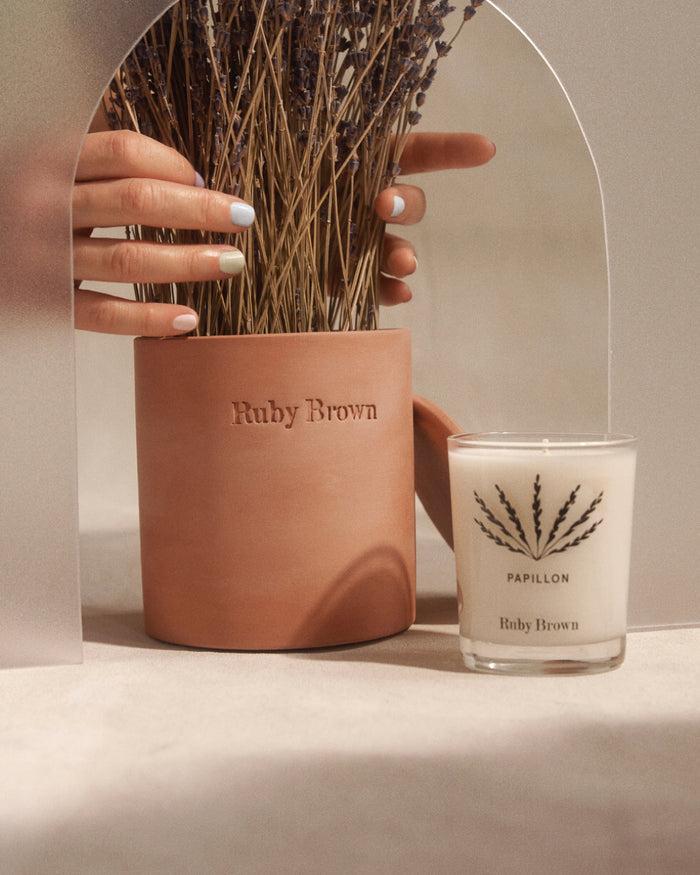 Ruby Brown Bougie 3 Mèches Terracotta