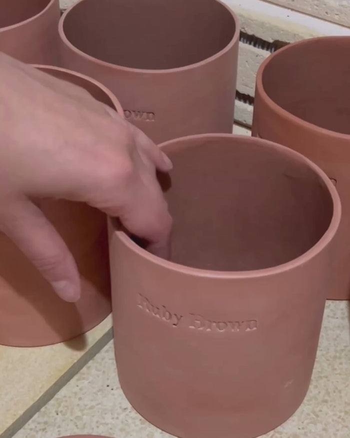 Ruby Brown Bougie 3 Mèches Terracotta