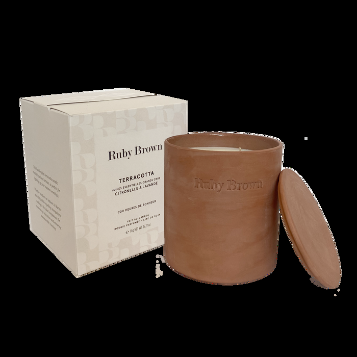 Ruby Brown Bougie 3 Mèches Terracotta