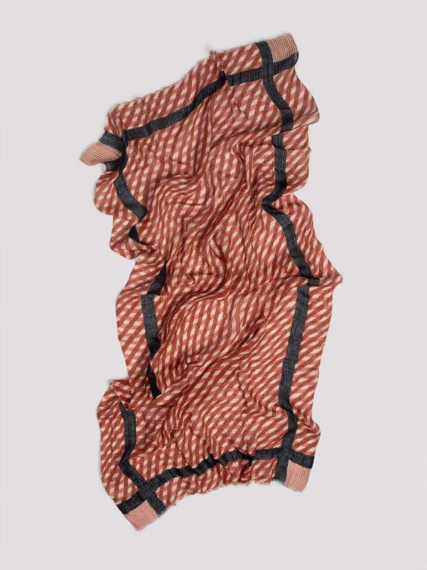 Rue Blanche Asuan Brown Printed Scarf - Lovat & Green