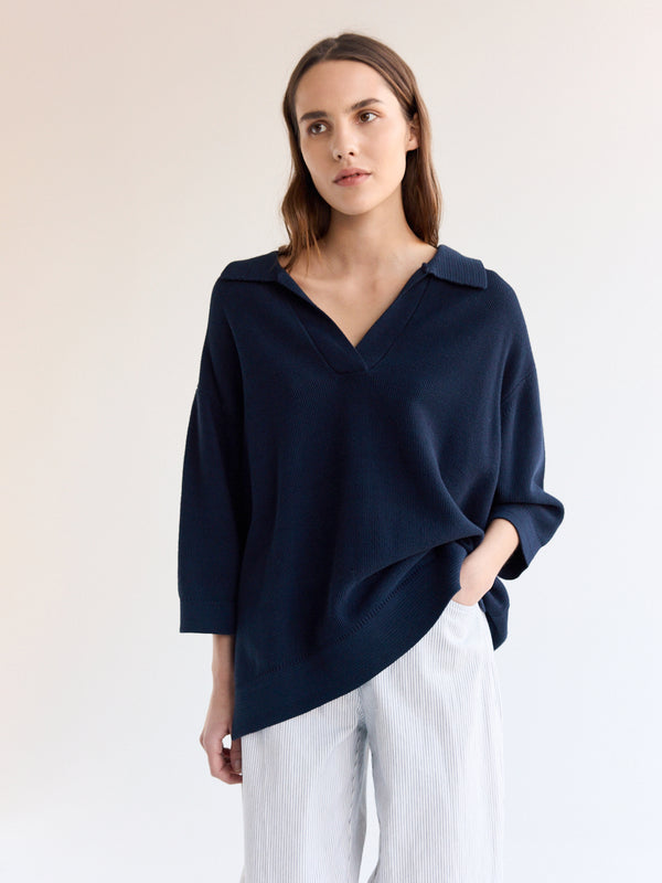 rue blanche Bees Maxi sweater 25p Navy