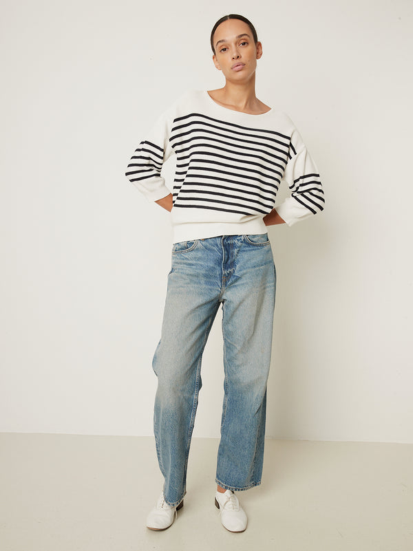 rue blanche Bees Stripe 25p Navy