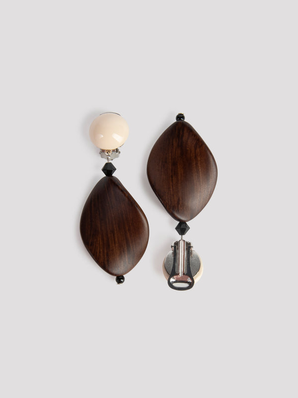 Rue Blanche Clip Wooden Earrings - Angela Caputi