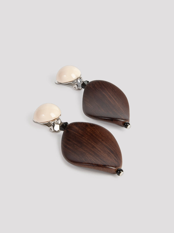 Rue Blanche Clip Wooden Earrings - Angela Caputi