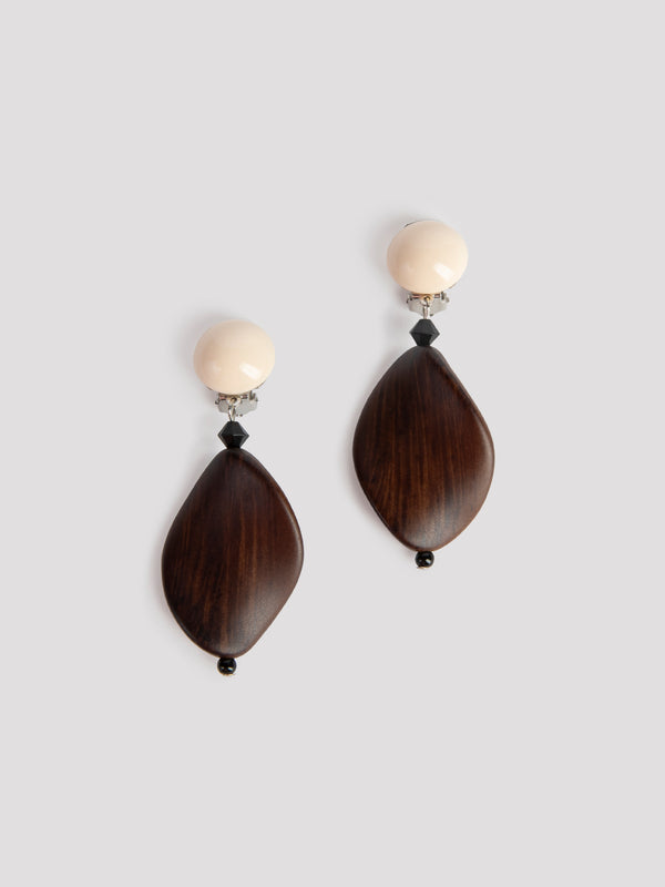 rue blanche Clip wooden earrings - Angela Caputi