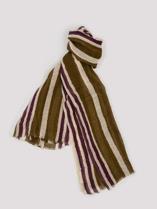 Rue Blanche Fire/Khaki Scarf - Lovat & Green