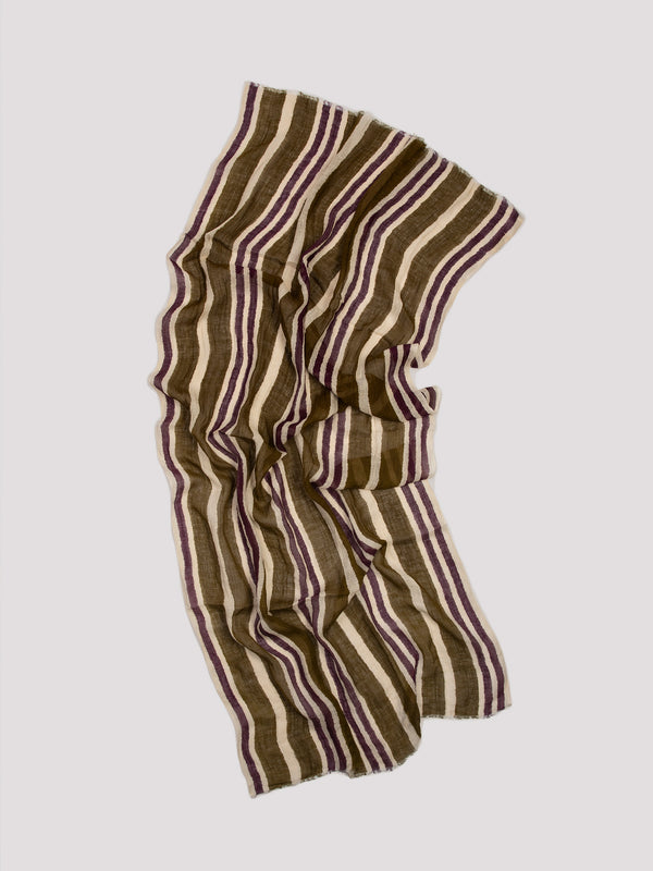 rue blanche Fire/Khaki scarf - Lovat & Green