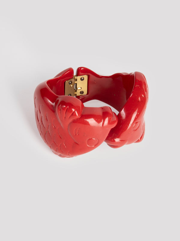 Rue Blanche Fish Clip Bracelet Red - Angela Caputi