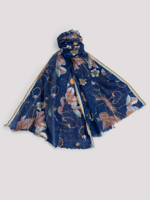 rue blanche Flowered scarf navy Ps2476- Epice