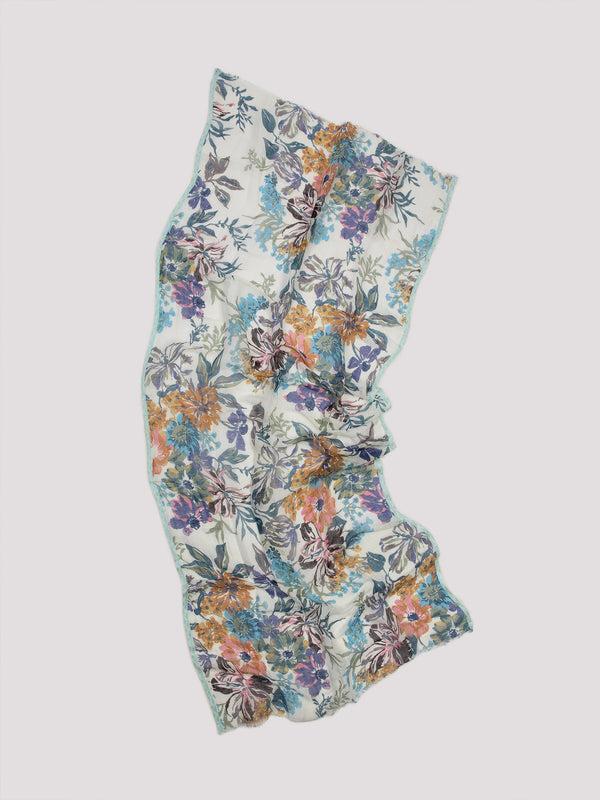 Rue Blanche Flowered Scarf PS2592 White - Epice