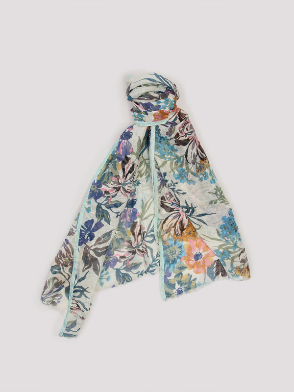 Rue Blanche Flowered Scarf PS2592 White - Epice