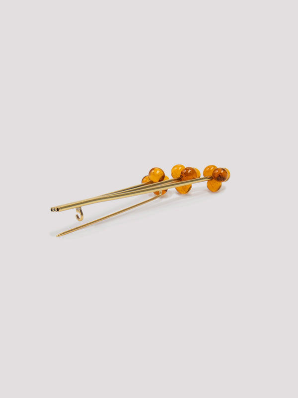 Rue Blanche Glass Flower Brooch Amber - Rosa Méndez