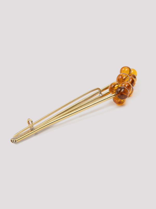 Rue Blanche Glass Flower Brooch Amber - Rosa Méndez