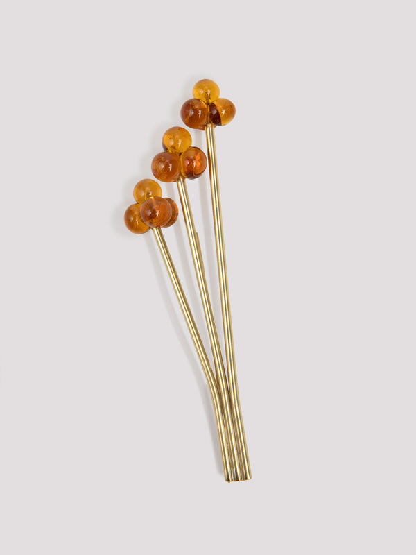 rue blanche Glass flower brooch amber - Rosa Méndez