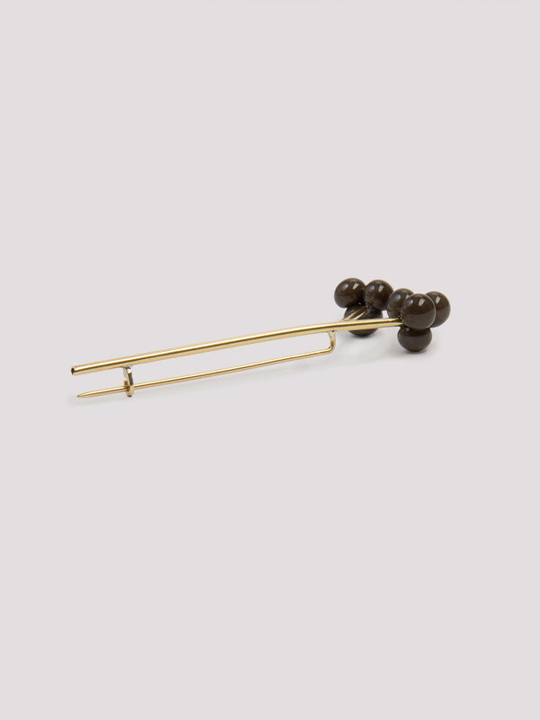 Rue Blanche Glass Flower Brooch Khaki - Rosa Méndez