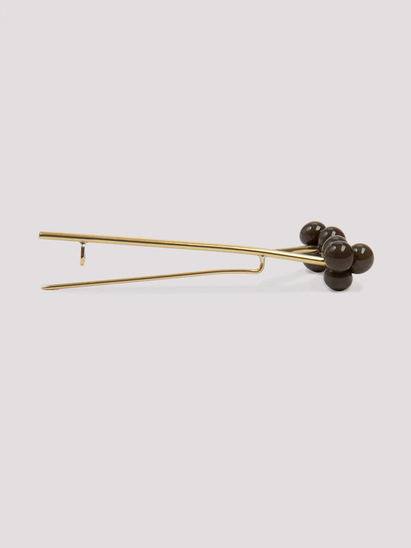 Rue Blanche Glass Flower Brooch Khaki - Rosa Méndez