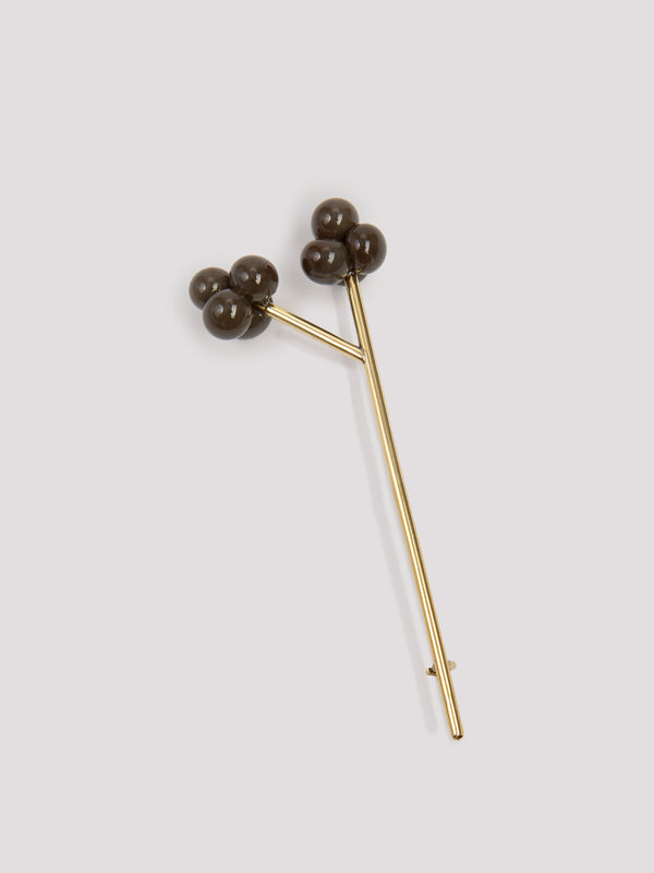rue blanche Glass flower brooch khaki - Rosa Méndez