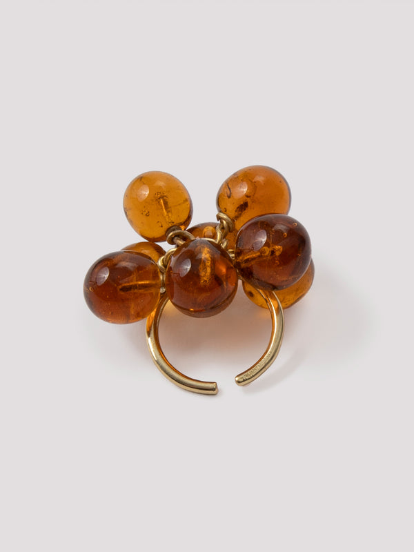 rue blanche Glass flower ring amber - Rosa Méndez