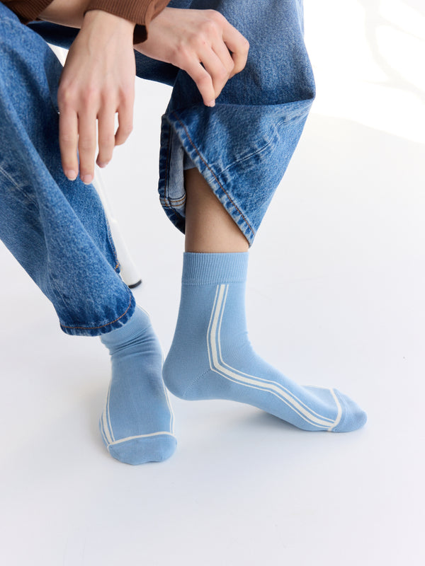 Rue Blanche Lines Socks 25p Blue