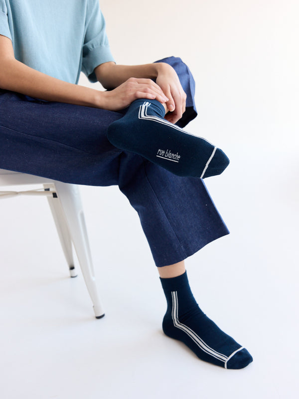 Rue Blanche Lines Socks 25p Navy