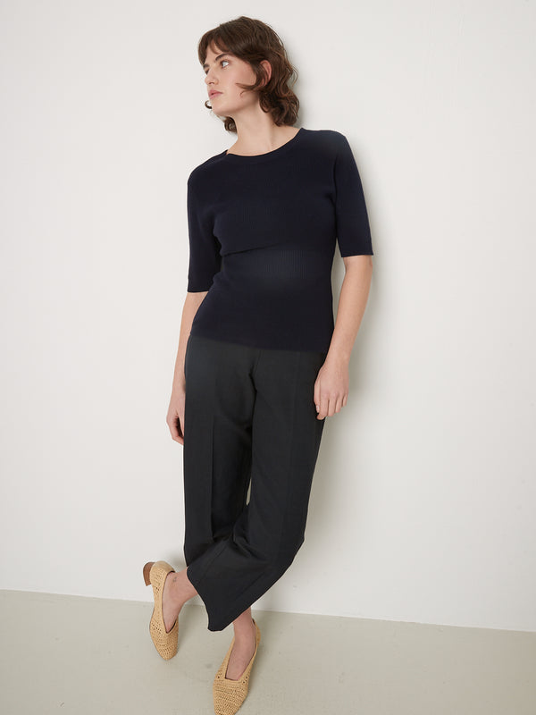 Rue Blanche Mako Ribs Top 25p Navy