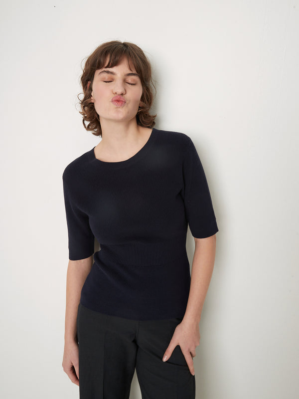 Rue Blanche Mako Ribs Top 25p Navy