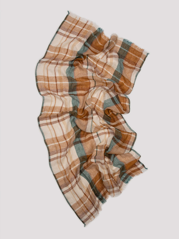 Rue Blanche Marina/Green Check Scarf - Lovat & Green