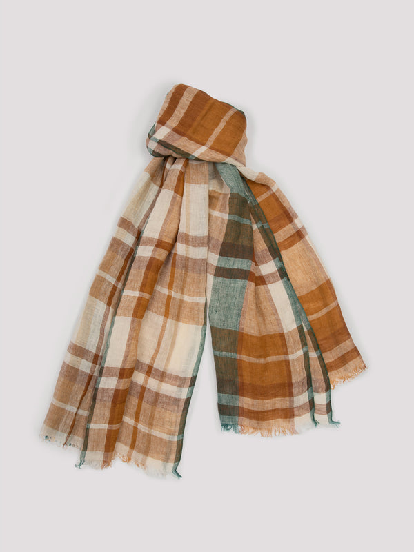 rue blanche Marina/Green check scarf - Lovat & Green