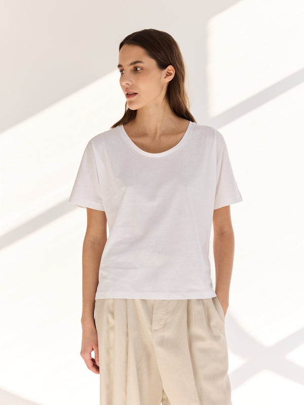 rue blanche Organic Rond T-shirt 24p Blanc