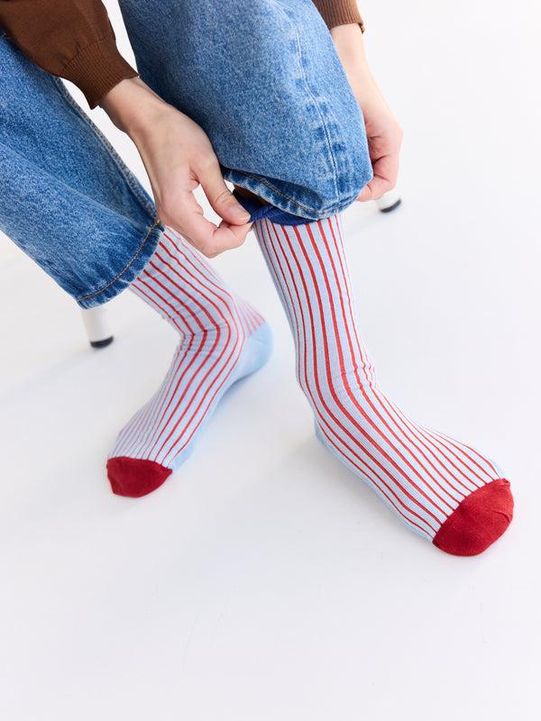 rue blanche Rib Socks 25p Blue