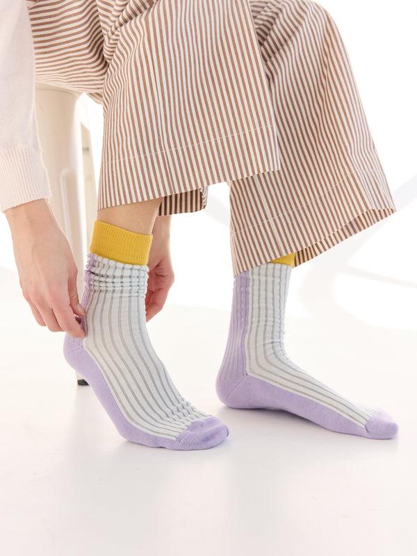 Rue Blanche Rib Socks 25p Glycine