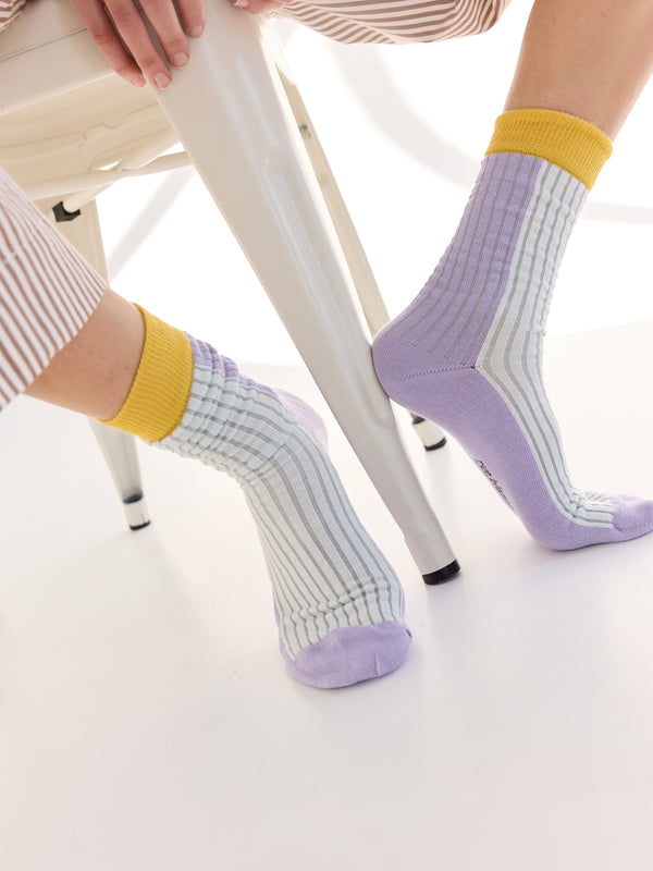 rue blanche Rib Socks 25p Glycine