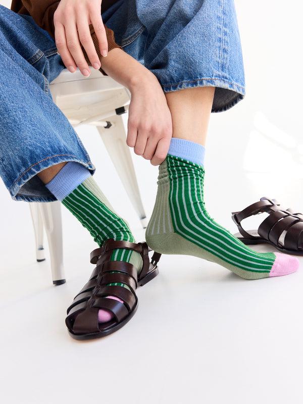 rue blanche Rib Socks 25p Green