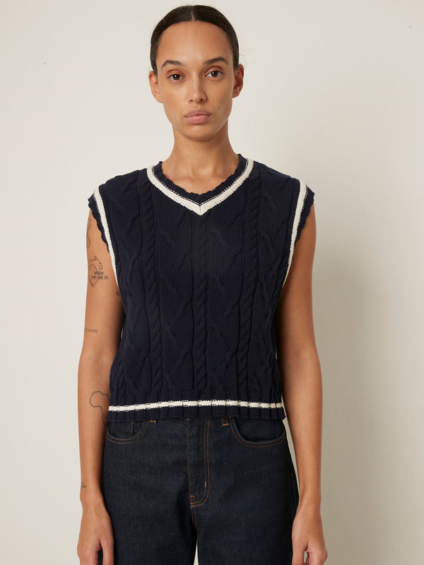 Rue Blanche Tennis V Top 25p Navy