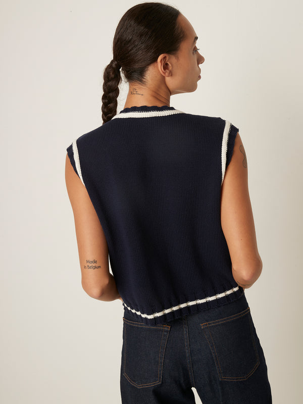 Rue Blanche Tennis V Top 25p Navy