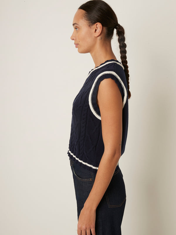Rue Blanche Tennis V Top 25p Navy