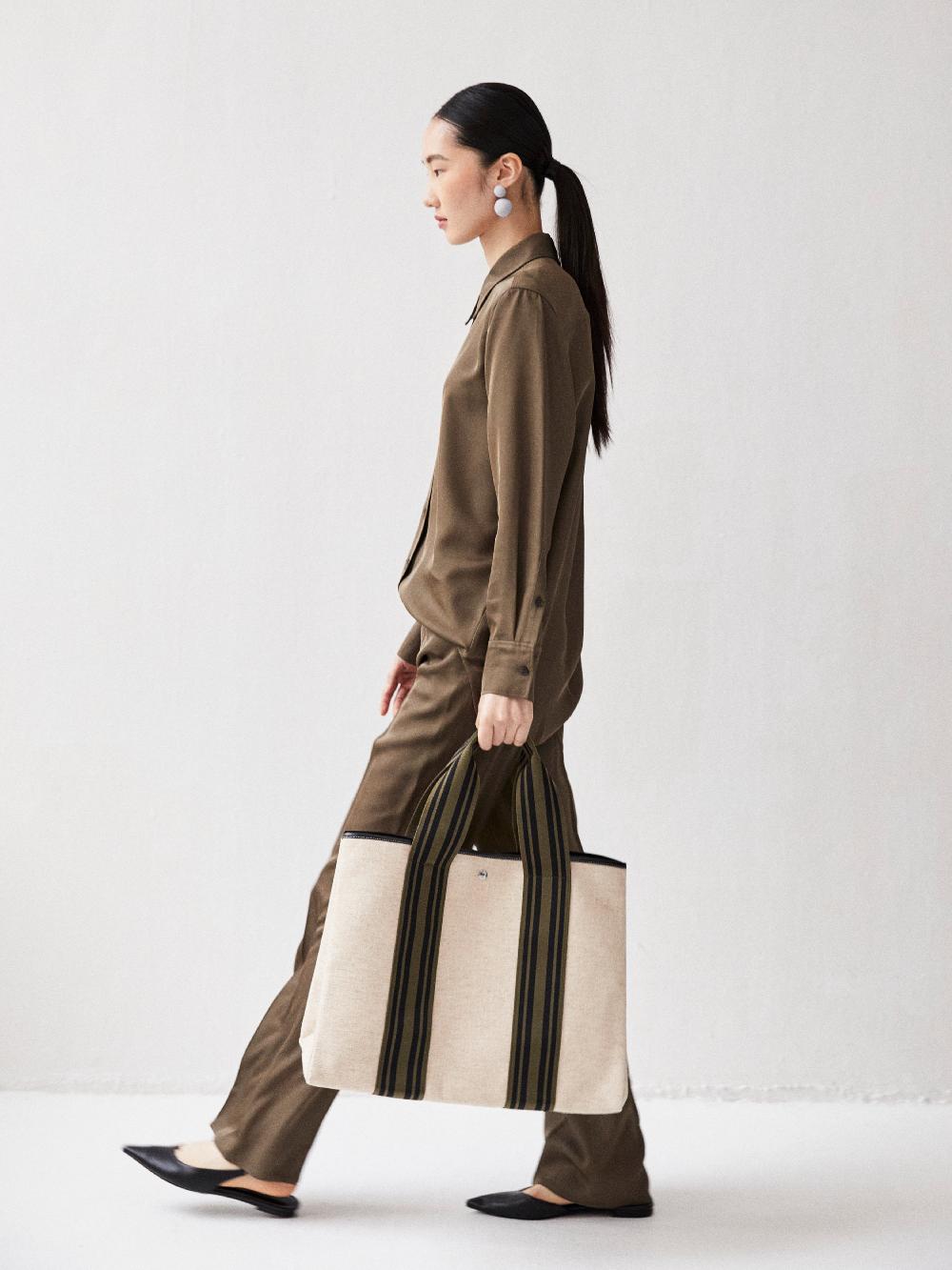 Rue De Verneuil TRAVERSÉE L - LINEN CREAM EQUESTRIAN KHAKI