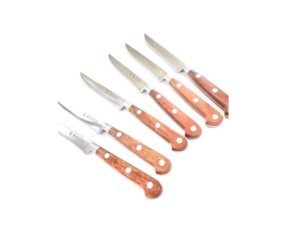 Sabatier 6 Couteaux Steak Droit Droits 11 Cm - Bois Naturel Palissandre - Ref. 435 Sabatier - STEAKpaliss