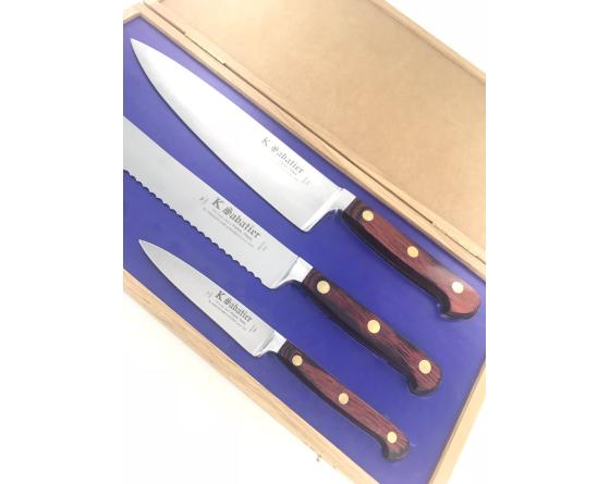 Sabatier Auvergne - Coffret Chêne - Cuisine 21 Cm - Pain 21 Cm - Office 10 Cm Sabatier - 8500COFFCHENE2