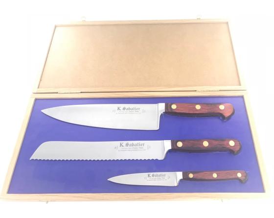 sabatier Auvergne - Coffret Chêne - Cuisine 21 cm - Pain 21 cm - Office 10 cm Sabatier - 8500COFFCHENE2