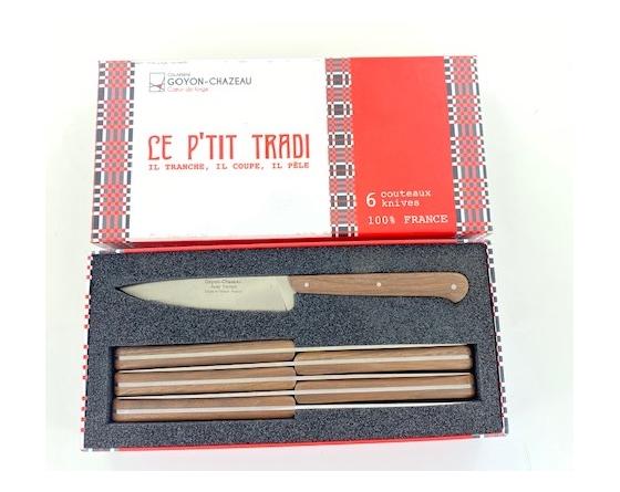 sabatier Coffret de 6 couteaux Le P'tit Tradi manche Noyer Goyon Chazeau - Thiers - 25247