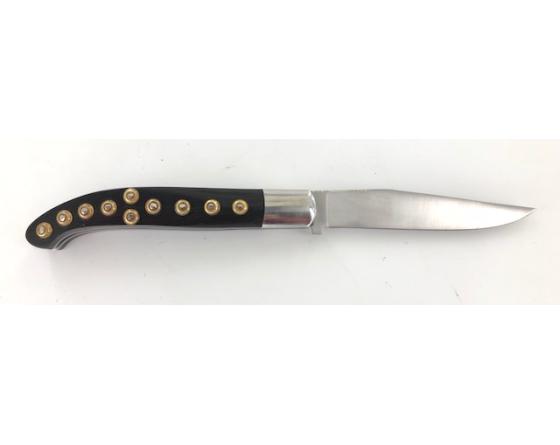 Sabatier Couteau Basque Yatagan 12 Cm - Ebène - Guilloché - Rosettes Apparentes PassionFrance - 86122