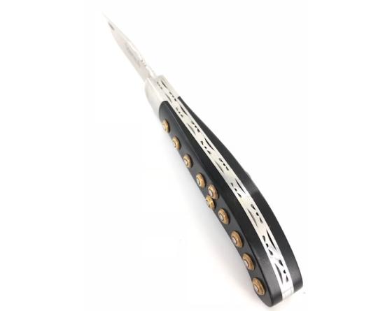 Sabatier Couteau Basque Yatagan 12 Cm - Ebène - Guilloché - Rosettes Apparentes PassionFrance - 86122