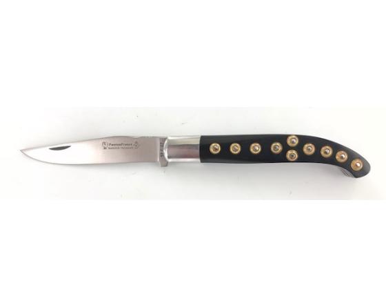 Sabatier Couteau Basque Yatagan 12 Cm - Ebène - Guilloché - Rosettes Apparentes PassionFrance - 86122