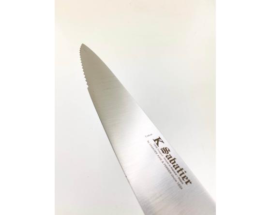 Sabatier Cuisine 25 Cm - Lame DENTEE En Pointe - Acier Carbone Sabatier - CARBCUI25POL-DENTS