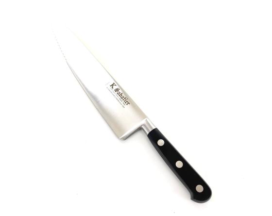 sabatier Cuisine 25 cm - lame DENTEE en pointe - Acier Carbone Sabatier - CARBCUI25POL-DENTS
