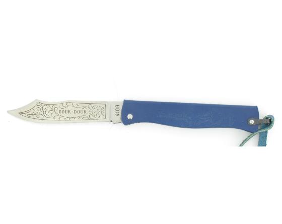 sabatier Douk Douk 160 Inox - Manche Acier couleur BLEU - GAINE CUIR Douk Douk - Thiers (Cognet) - 20145B
