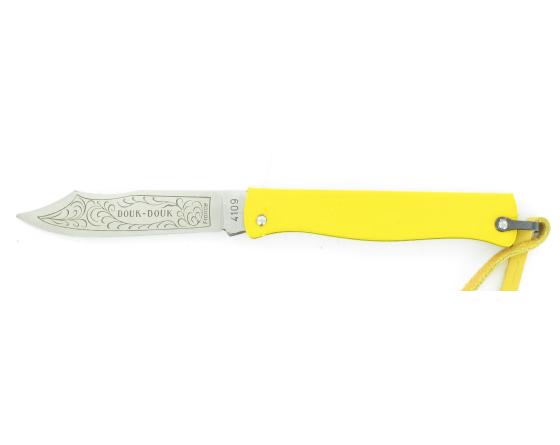 sabatier Douk Douk 160 Inox - Manche Acier couleur JAUNE - GAINE CUIR Douk Douk - Thiers (Cognet) - 20145J